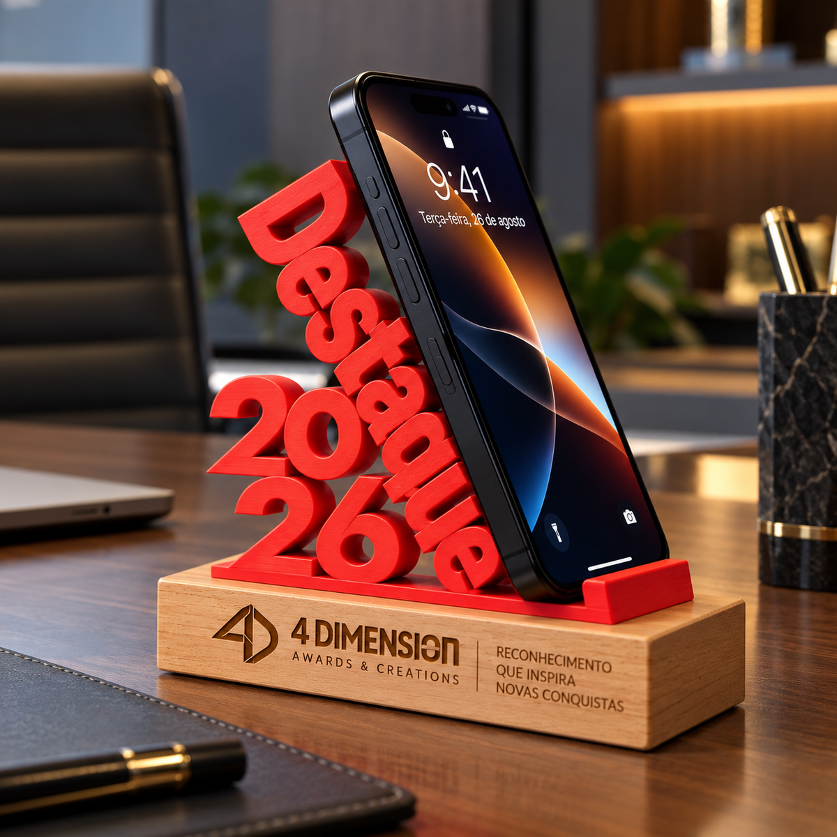 Suporte para Celular - Madeira + Impressão 3D